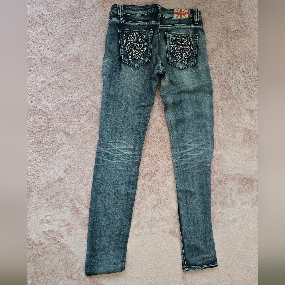 Machine Skinny Jeans with Embroidered Pocket Size 3 - Picture 2 of 6